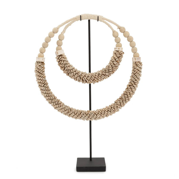 The Double Shell Necklace On Stand - Natural