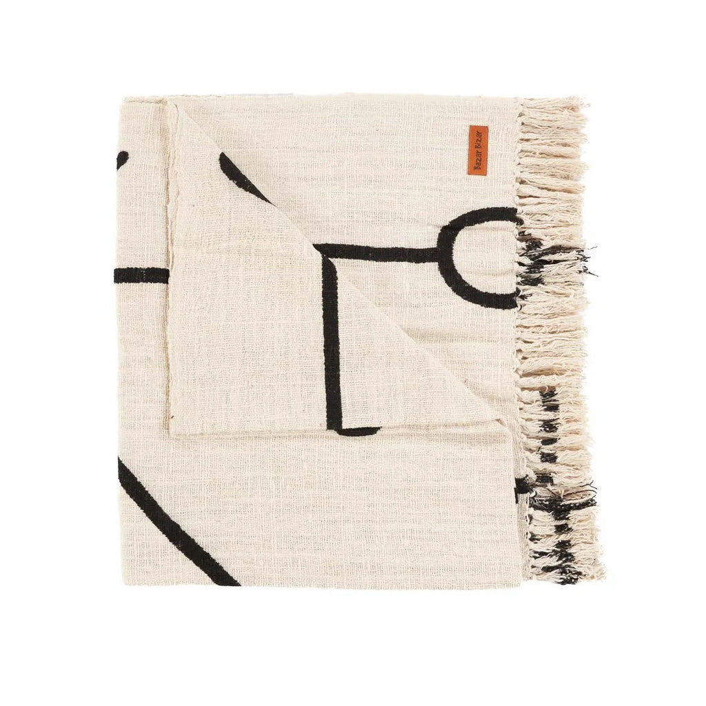 The Evil Eye Bed Throw - 128 x 240 cm, Natural Black