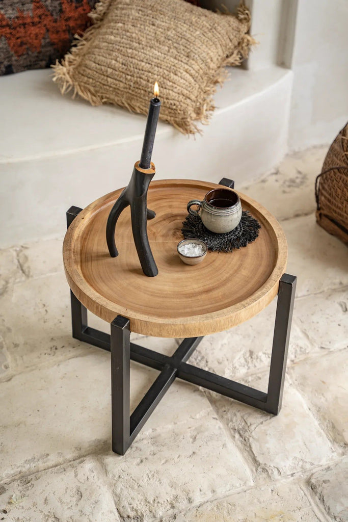 The Rain Tree Side Table - Natural Black