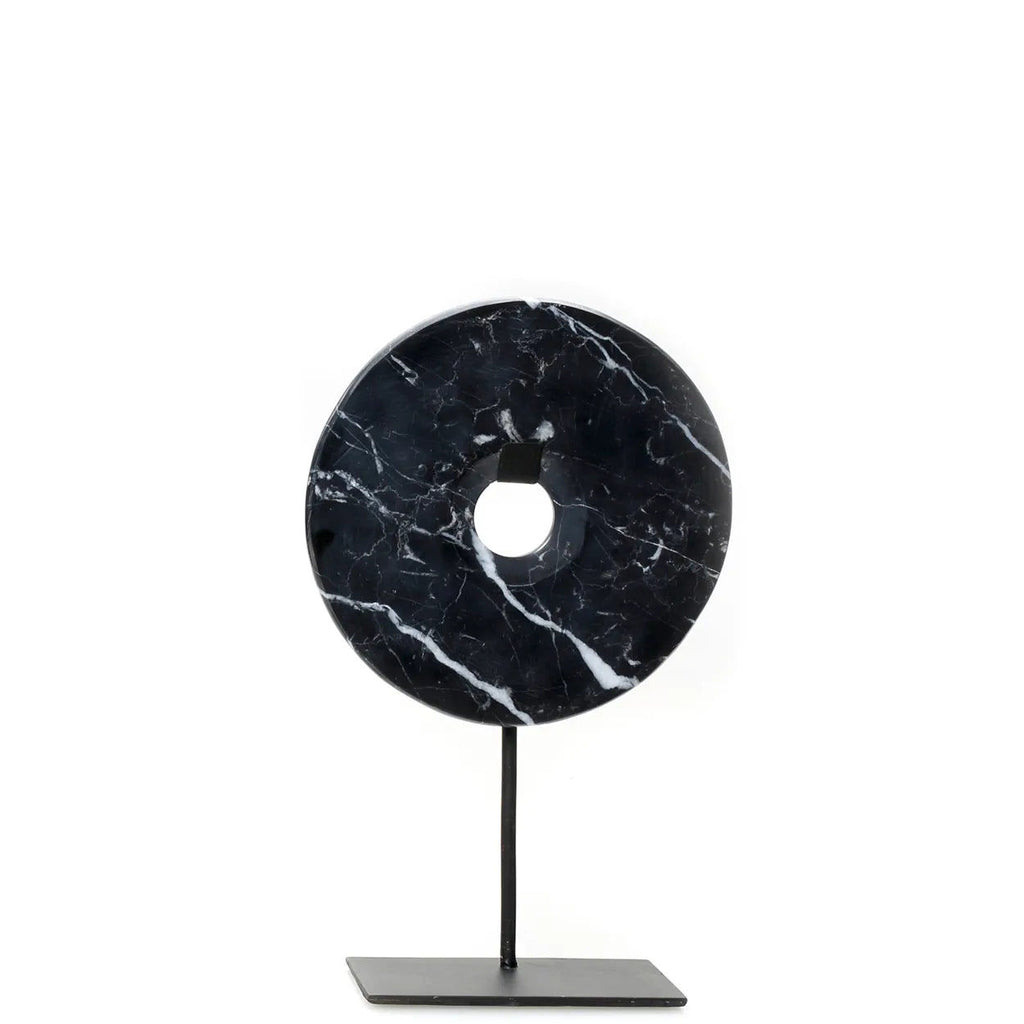 The Marble Disc on Stand - Black - Ø 20 cm