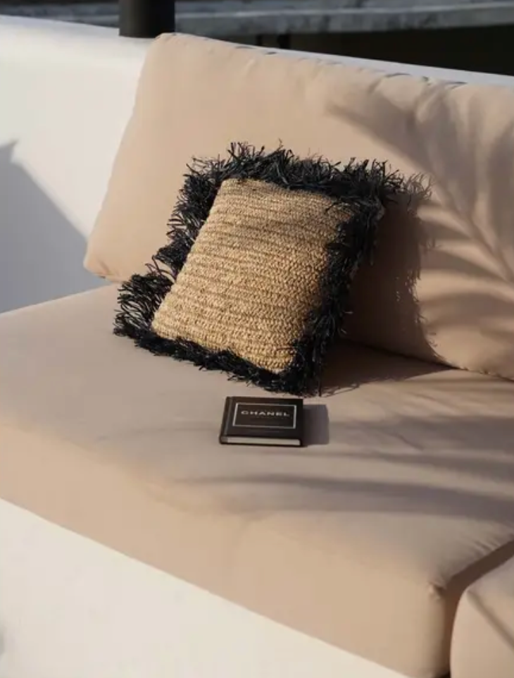 The Raffia Cushion Cover Square - Natural Black - 40x40