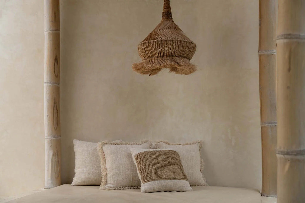 The Raffia Stamp Cushion Cover - Natural, 50 x 50 CM