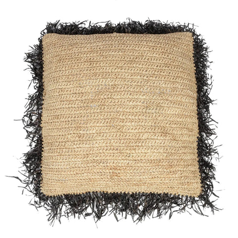 The Raffia Cushion Cover Square - Natural Black - 60x60