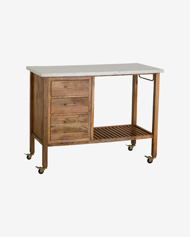 MASHU kitchen island w. marble top - nature