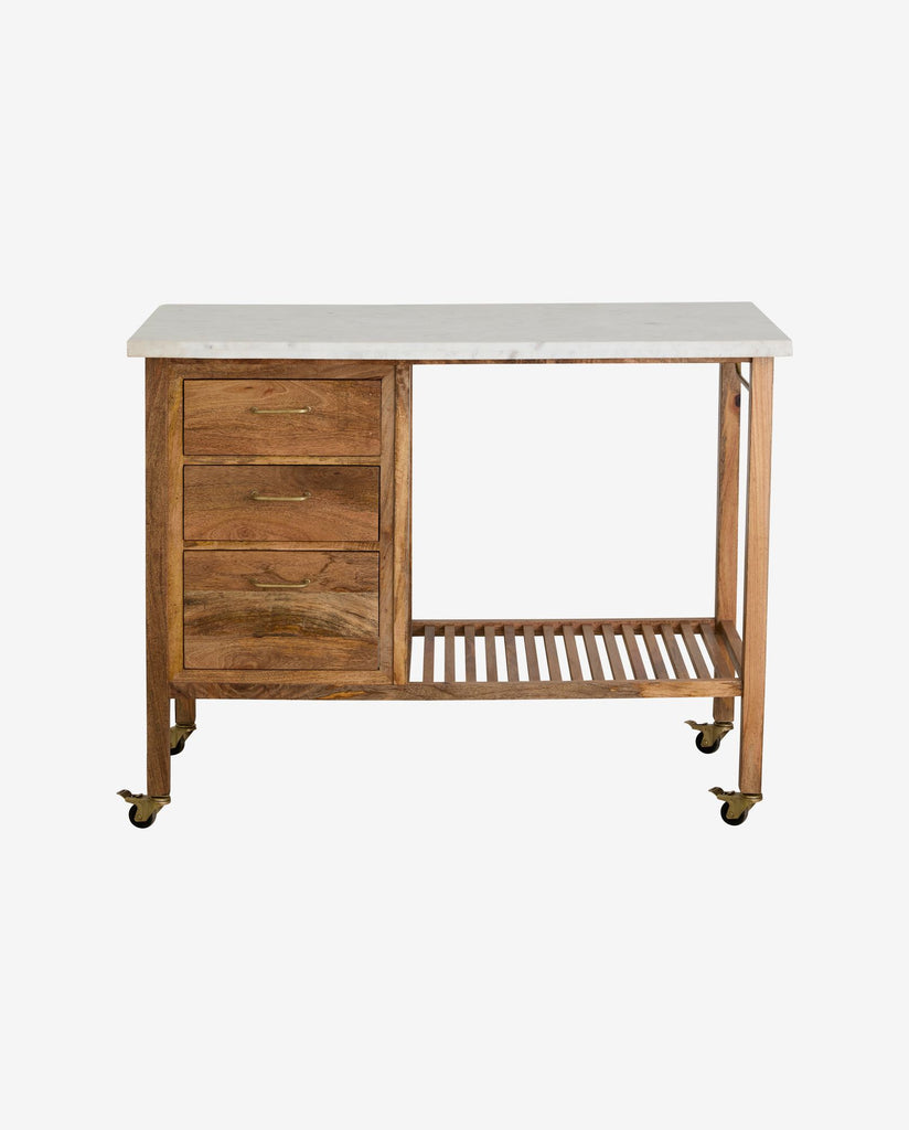 MASHU kitchen island w. marble top - nature